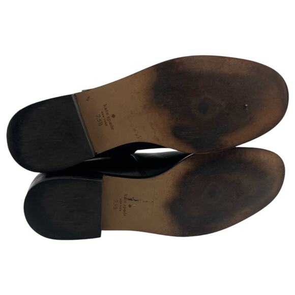 Kate Spade Black Leather Ankle Boots Spade Gold Charm Size 7.5 - Picture 6 of 8